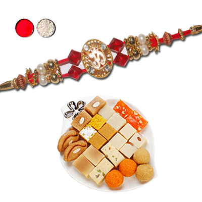 "Rakhi - FR- 8040 A (Single Rakhi), 500gms of Assorted Sweets - Click here to View more details about this Product